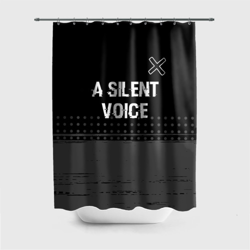 Штора 3D для ванной A Silent Voice glitch на темном фоне: символ сверху