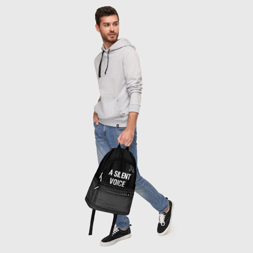 Рюкзак 3D с принтом A Silent Voice glitch на темном фоне: символ сверху, фото #5