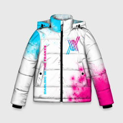 Зимняя куртка для мальчиков 3D Darling in the Franxx neon gradient style: надпись, символ