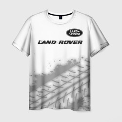 Мужская футболка 3D Land Rover Speed на светлом фоне со следами шин: символ сверху