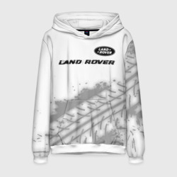 Мужская толстовка 3D Land Rover Speed на светлом фоне со следами шин: символ сверху