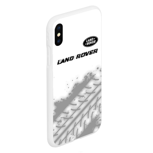 Чехол для iPhone XS Max матовый Land Rover Speed на светлом фоне со следами шин: символ сверху - фото 3