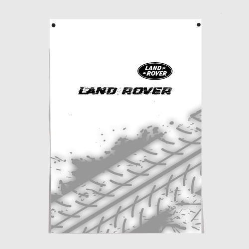 Постер Land Rover Speed на светлом фоне со следами шин: символ сверху