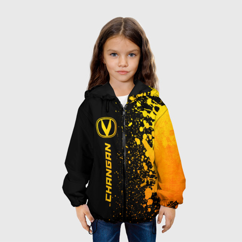 Детская куртка 3D с принтом Changan - gold gradient: по-вертикали, вид сбоку #3