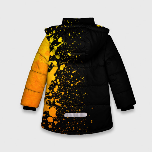 Зимняя куртка для девочек 3D с принтом Changan - gold gradient: по-вертикали, вид сзади #1