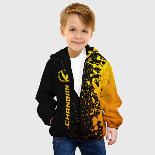 Детская куртка 3D с принтом Changan - gold gradient: по-вертикали, фото на моделе #1