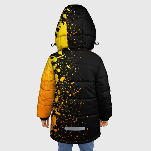 Зимняя куртка для девочек 3D с принтом Changan - gold gradient: по-вертикали, вид сзади #2