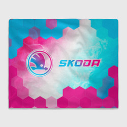 Skoda neon gradient style: надпись и символ – Плед с принтом купить со скидкой в -14%