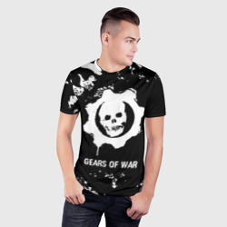 Мужская футболка 3D Slim Gears of War glitch на темном фоне - фото 2