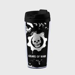 Термокружка-непроливайка Gears of War glitch на темном фоне