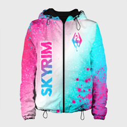 Женская куртка 3D Skyrim neon gradient style: надпись, символ