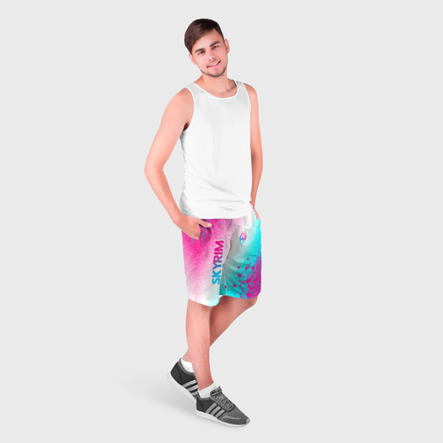 Мужские шорты 3D Skyrim neon gradient style: надпись, символ, цвет 3D печать - фото 3