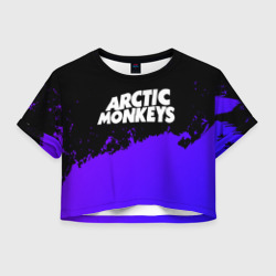 Женская футболка Crop-top 3D Arctic Monkeys purple grunge