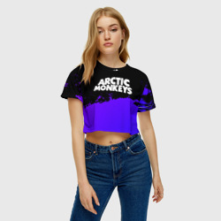 Женская футболка Crop-top 3D Arctic Monkeys purple grunge - фото 2