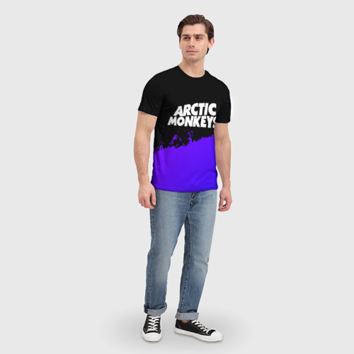 Мужская футболка 3D Arctic Monkeys purple grunge, цвет 3D печать - фото 5