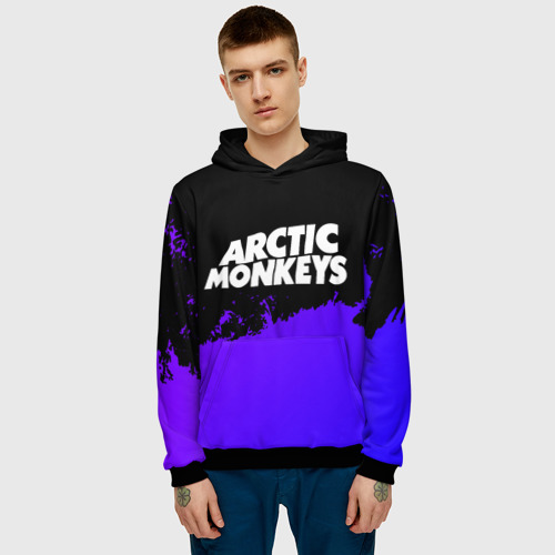 Мужская толстовка 3D с принтом Arctic Monkeys purple grunge, фото на моделе #1