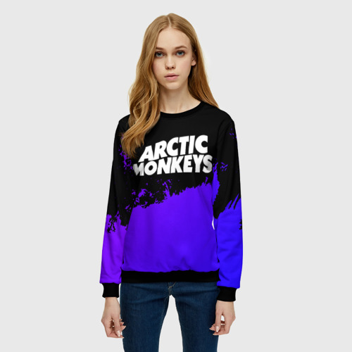 Женский свитшот 3D Arctic Monkeys purple grunge, цвет 3D печать - фото 3