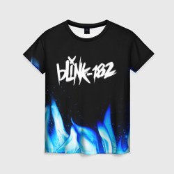 Женская футболка 3D Blink 182 blue fire