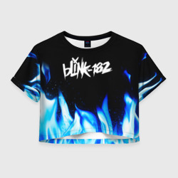 Женская футболка Crop-top 3D Blink 182 blue fire