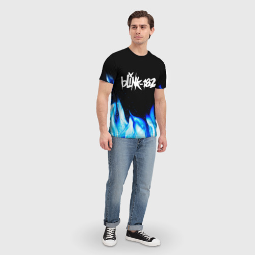 Мужская футболка 3D Blink 182 blue fire, цвет 3D печать - фото 5