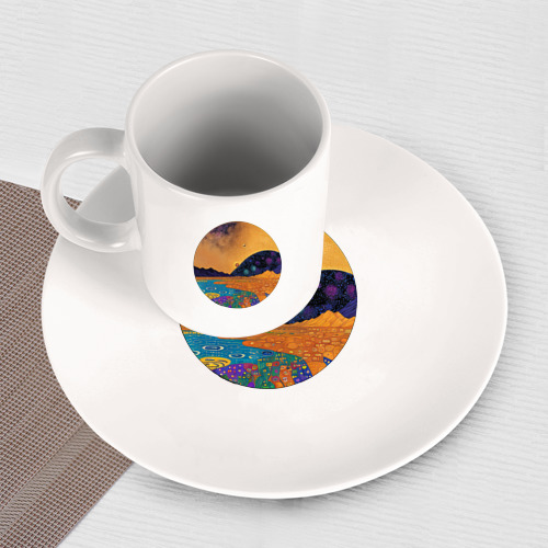 Набор: тарелка + кружка Пейзаж в стиле Густава Климта, абстракция - фото 3