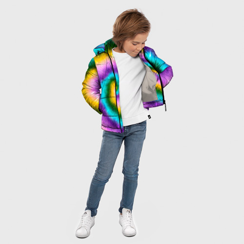 Зимняя куртка для мальчиков 3D с принтом Тай дай стиль, вид сбоку #3