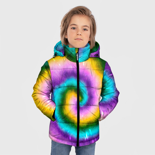 Зимняя куртка для мальчиков 3D с принтом Тай дай стиль, фото на моделе #1