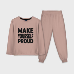 Детская пижама с лонгсливом хлопок Надпись Make yourself proud - Гордись собой