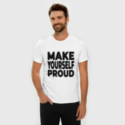 Мужская футболка хлопок Slim Надпись Make yourself proud - Гордись собой - фото 2