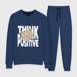 Женский костюм хлопок Забавный кот и надпись Think positive