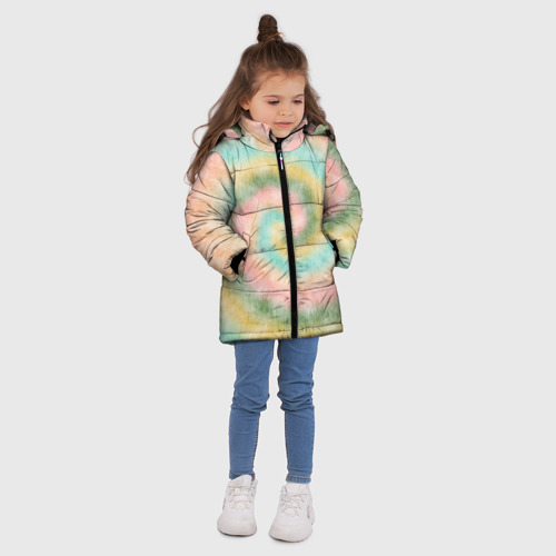 Зимняя куртка для девочек 3D с принтом Тай-дай болотный, вид сбоку #3