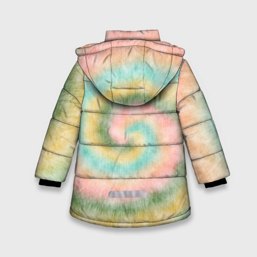 Зимняя куртка для девочек 3D с принтом Тай-дай болотный, вид сзади #1