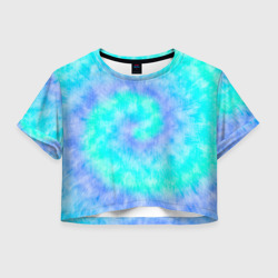 Женская футболка Crop-top 3D Тай дай морская волна