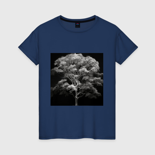 Женская футболка хлопок с принтом Призрачное дерево, вид спереди #2