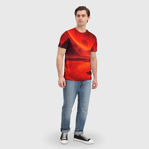 Мужская футболка 3D Лавовая планета, цвет 3D печать - фото 5