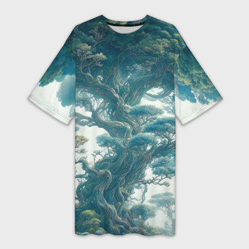 Платье-футболка 3D Большое тропическое дерево, цвет 3D печать