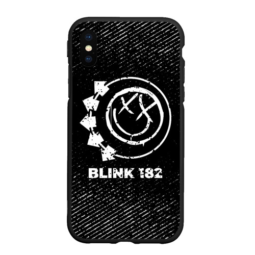 Чехол для iPhone XS Max матовый Blink 182 с потертостями на темном фоне