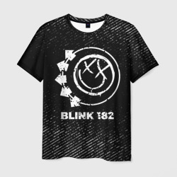 Мужская футболка 3D Blink 182 с потертостями на темном фоне