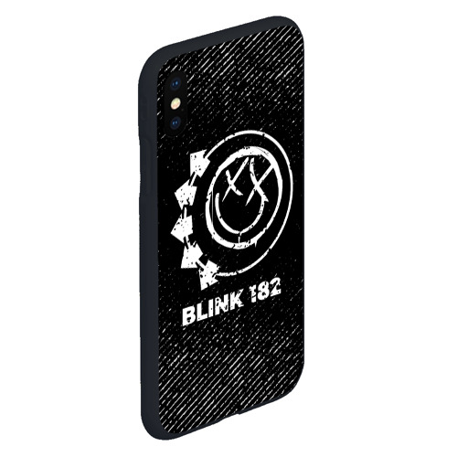 Чехол для iPhone XS Max матовый Blink 182 с потертостями на темном фоне - фото 3