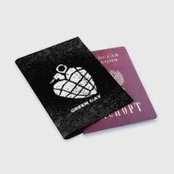 Обложка для паспорта матовая кожа Green Day с потертостями на темном фоне - фото 2