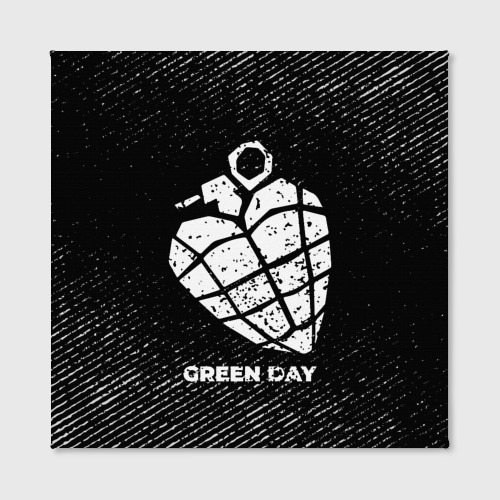 Холст квадратный Green Day с потертостями на темном фоне, цвет 3D печать - фото 2