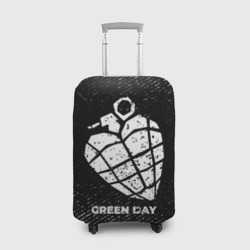 Чехол для чемодана 3D Green Day с потертостями на темном фоне