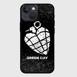 Чехол для iPhone 13 mini Green Day с потертостями на темном фоне