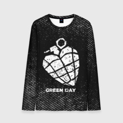 Мужской лонгслив 3D Green Day с потертостями на темном фоне