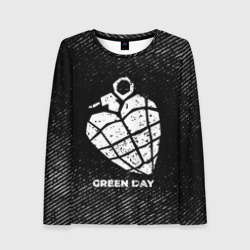 Женский лонгслив 3D Green Day с потертостями на темном фоне