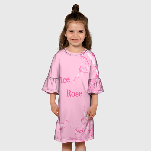 Детское платье 3D с принтом Ice Rose, вид сбоку #3