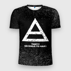 Мужская футболка 3D Slim Thirty Seconds to Mars с потертостями на темном фоне