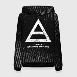 Женская толстовка 3D Thirty Seconds to Mars с потертостями на темном фоне