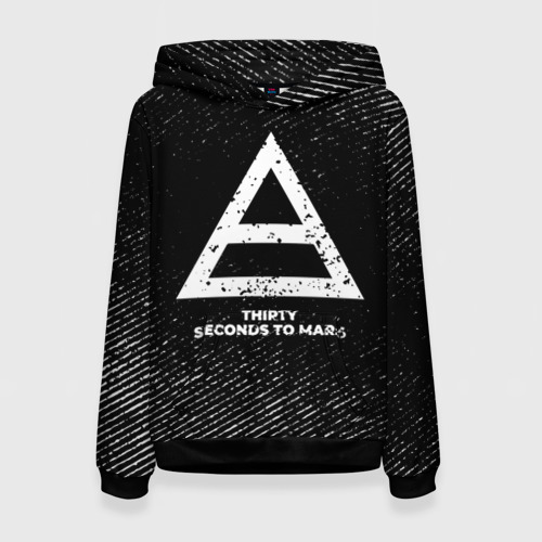 Женская толстовка 3D Thirty Seconds to Mars с потертостями на темном фоне, цвет 3D печать