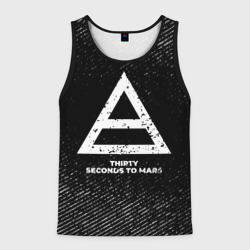 Мужская майка 3D Thirty Seconds to Mars с потертостями на темном фоне